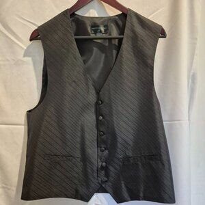 Pronto Uomo Charcoal Grey Diagonal Pinstripe Formal Vest